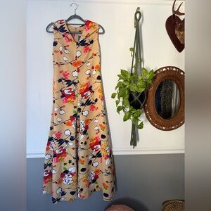 Vintage 70s Handmade Romper Jumpsuit Wide Leg Colorful Floral Groovy Retro Hippy
